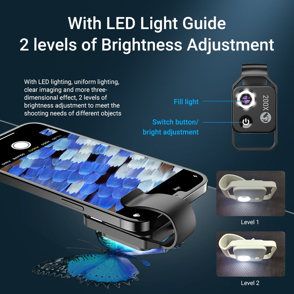 Digital 200X Microscope Lens with CPL