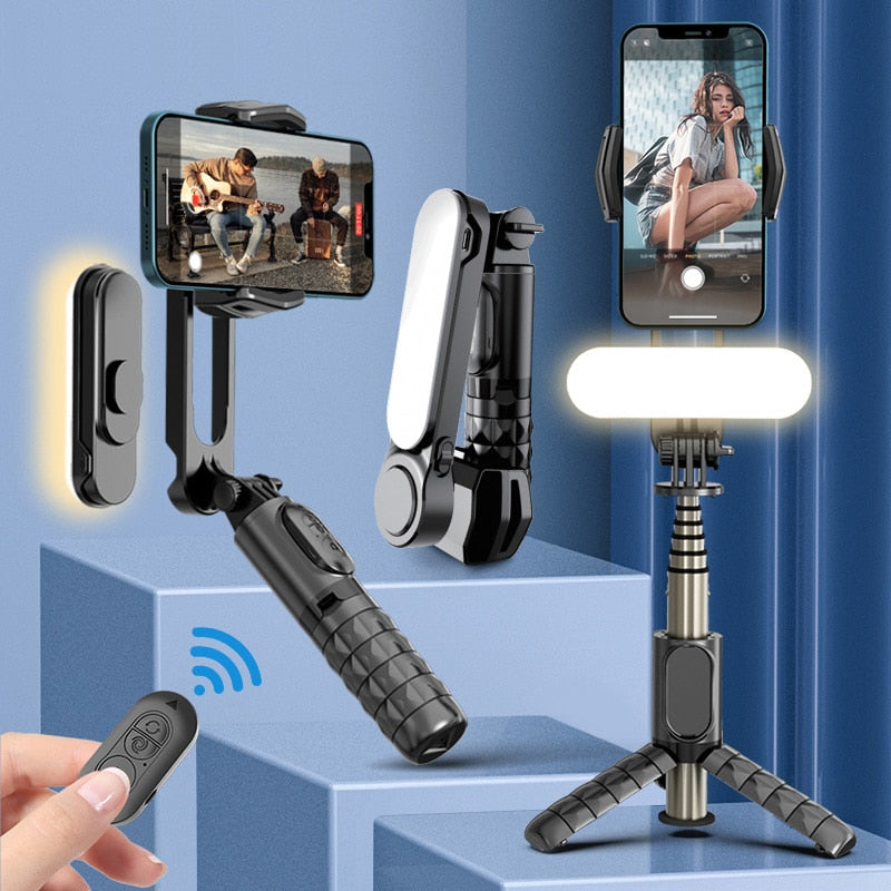 Gimbal Stabilizer Selfie Stick Tripod with Fill Light